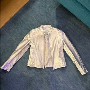 Wilsons Leather Iridescent Silver Women's Leather Jacket